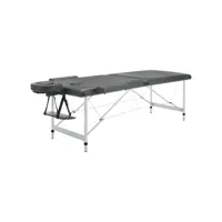 vidaxl table de massage 2 zones cadre en aluminium anthracite 186x68cm 110174