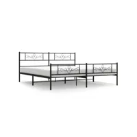 moderne structure de lit métal avec tête de lit/pied de lit noir 193x203 cm deco557044
