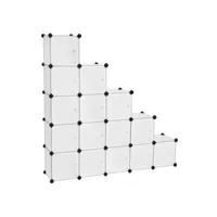 étagère de rangement avec 16 casiers armoire plastique avec porte modulable bac meuble casier cube etageres cubes stable assemblage facile blanc helloshop26 12_0003627