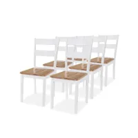 lot de 6 chaises  chaises de salle à manger chaise de cuisine  blanc bois d'hévéa meuble pro frco56892