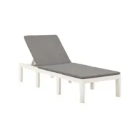 chaise longue avec coussin plastique blanc