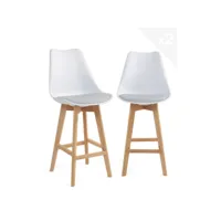 lot de 2 chaises de bar scandinaves avec coussin tika (blanc-gris) 138