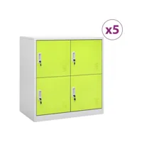 armoires à casiers 5 pcs gris clair et vert 90x45x92,5 cm acier 2