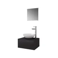 colonne salle de bain - moderne meuble de salle de bain 4 pcs avec lavabo et robinet noir fr2024