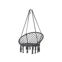 chaise suspendue grise, ø 80x115 cm, en coton, chargeable jusqu'à 120 kg 490000723