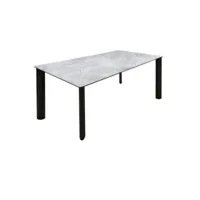 table de repas 175 cm en céramique gris marbré et pieds métal - tulyne 65087481
