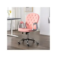 chaise de bureau pivotante  fauteuil de bureau ergonomique rose similicuir meuble pro frco83150