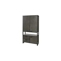 meuble bar 3 portes 2 tiroirs chêne cendré-métal - duc - l 110 x l 42 x h 200 cm - neuf