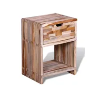 vidaxl table de chevet avec tiroir bois de teck recyclé 241715