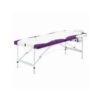 table de massage pliable 3 zones lit de massage  table de soin aluminium blanc et violet meuble pro frco48497