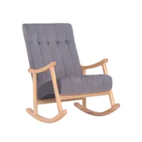 chaise à bascule saltillo en velours avec pieds en bois de caoutchouc , nature / gris