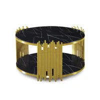 lexie - table basse ronde en verre effet marbre noir et pieds en métal doré lexie-tb-noi-rond