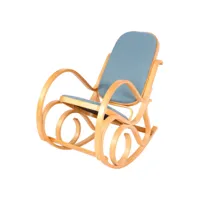 fauteuil à bascule m41, fauteuil tv, bois massif ~ aspect chêne, bleu