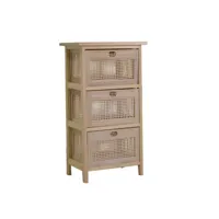 armoire en bois kate avec 3 tiroirs rectangulaires naturels cm 39,5 x 27 x h72