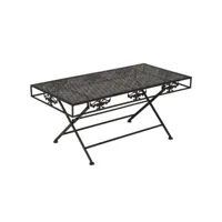 table basse table de salon  bout de canapé pliante style vintage métal 100 x 50 x 45 cm noir meuble pro frco19027