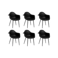 lot de 6 chaises à manger chaises à dîner, chaises de cuisine noir pp qdtr30982