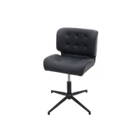chaise de bureau hwc-h42, pivotante, réglable en hauteur ~ similicuir vintage gris foncé, pied noir