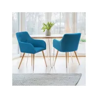 lot de 2 chaises de salle à manger scandinaves dania bleu canard
