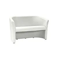 tmas - canapé moderne pour salon bureau - 76x126x60 cm - pieds en bois - rembourrage en cuir écologique doux - 2 places - blanc