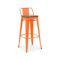 tabouret de bar - design industriel - bois et acier - 76cm - stylix orange