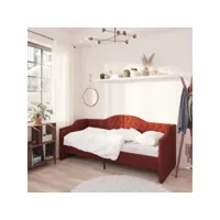 lit avec matelas et éclairage usb rouge bordeaux tissu 90x200cm