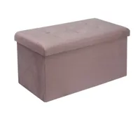 tabouret banc de rangement en velours.pouf pliable cube coffre de rangement 76x37.5x38cm.rose