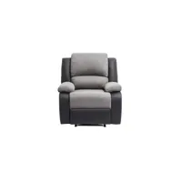 relaxxo - fauteuil relaxation 1 place microfibre et simili leo - gris et noir