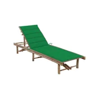 chaise longue de jardin avec coussin  bain de soleil transat bambou meuble pro frco97116