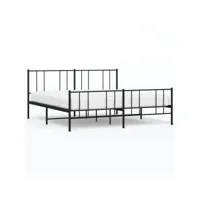 moderne structure de lit métal avec tête de lit/pied de lit noir 193x203 cm deco910890