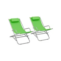 lot de 2 chaises à bascule fauteuils à bascule  fauteuils de relaxation acier vert meuble pro frco92170