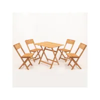 ensemble table et 4 chaises de jardin lukas hêtre massif naturel