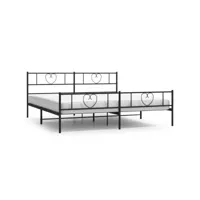 moderne structure de lit métal avec tête de lit/pied de lit noir 183x213 cm deco512274