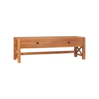 meuble tv avec tiroirs, banc tv, meuble de rangement 120x40x45 cm bois de teck solide meuble pro lww18077