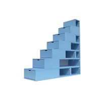 escalier cube de rangement hauteur 175 cm  bleu pastel esc175-bp