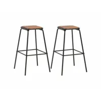 lot de deux tabourets de bar design chaise siège noir pinède solide acier helloshop26 1202081
