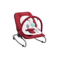 transat bébé en acier avec jouets et un coussin de siège-repose-pied et dossier réglables-rouge-77 x 46 x 58 cm