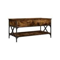 table de salon chêne fumé 100x50x50 cm bois d'ingénierie et métal