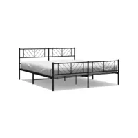 moderne structure de lit métal avec tête de lit/pied de lit noir 193x203 cm deco316555