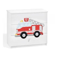 commode enfant blanche camion de pompier 80 cm