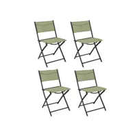 paris prix - lot de 4 chaises pliables jardin 79cm vert