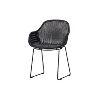 fauteuil - rotin/métal - noir - 83x56x57 - woood - willow