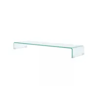 meuble télé buffet tv télévision design pratique de moniteur 120 cm verre transparent helloshop26 2502220