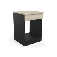 meuble four 60 cm origan noir et bois - naturel