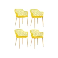 paris prix - lot de 4 fauteuils design malaga 80cm jaune