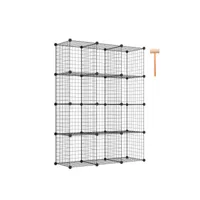 étagère cube en grille métalliques avec 12 compartiments armoire de rangement conception diy modulaires empilables noir helloshop26 20_0004636