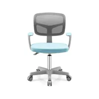 giantex chaise de bureau pour enfant-charge 50 kg-hauteur réglable-dossier ergonomique-siège pivotant à 360° bleu