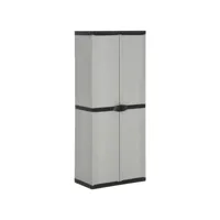 armoire de rangement de jardin 3 étagères gris/noir 68x40x168cm