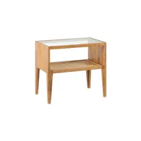 table de chevet bois rotin verre taille m - albertina - l 55 x l 35 x h 50 cm - neuf
