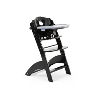 childhome lambda 3 chaise haute bebe + tablette bois noir hcl3cbl