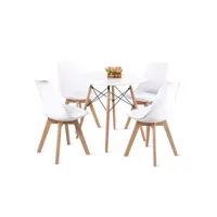 lot de 4 chaises design contemporain nordique scandinave blanc,chaises de cuisine en bois